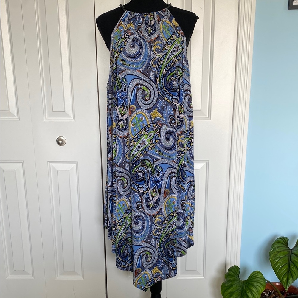Westport 2X Blue and Colorful Paisley Patterned Fun Summer Dress